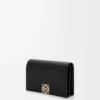 Anagram Visitenkartenetui aus genarbtem Kalbsleder Black/Gold