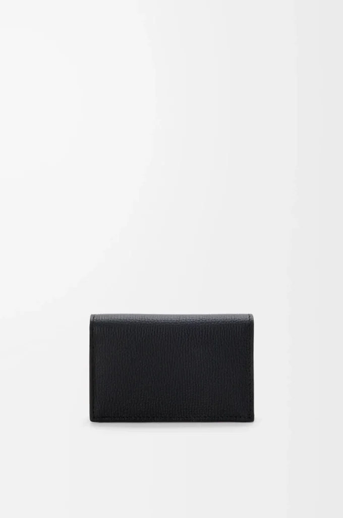 Anagram Visitenkartenetui aus genarbtem Kalbsleder Black/Gold