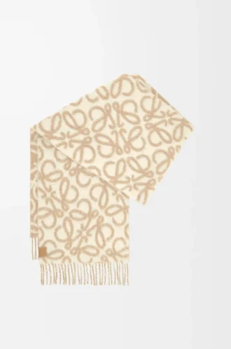 Anagramm-Schal aus Alpaka- und Wollmischung Beige/Weiß