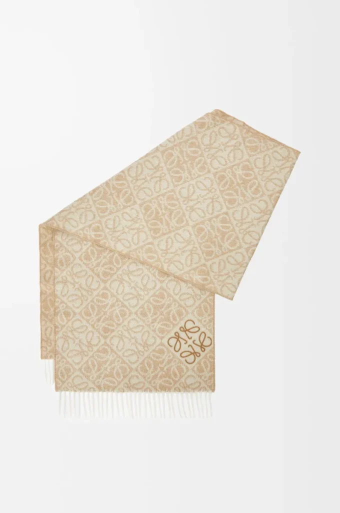 Anagramm-Schal aus Wolle und Kaschmir Beige