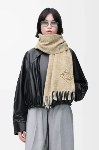 Anagramm-Schal aus Wolle und Kaschmir Beige