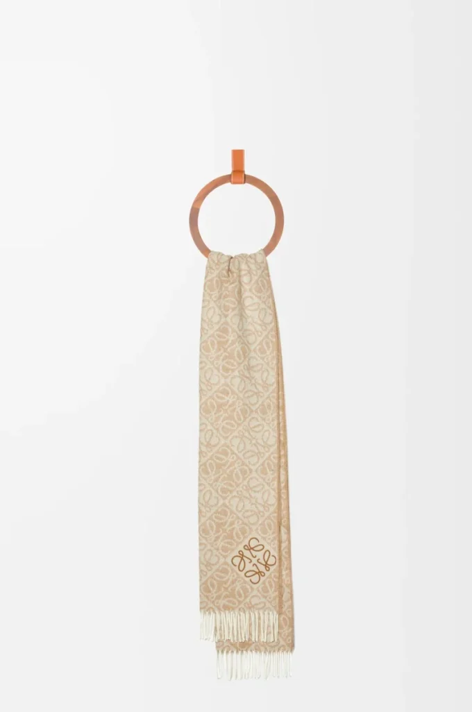 Anagramm-Schal aus Wolle und Kaschmir Beige