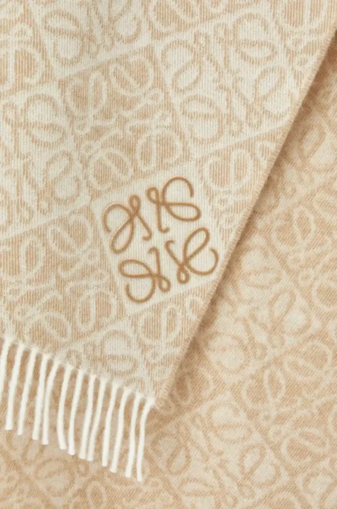 Anagramm-Schal aus Wolle und Kaschmir Beige