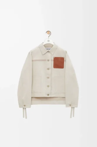Arbeitsjacke aus Baumwolle und Leinen Ecru
