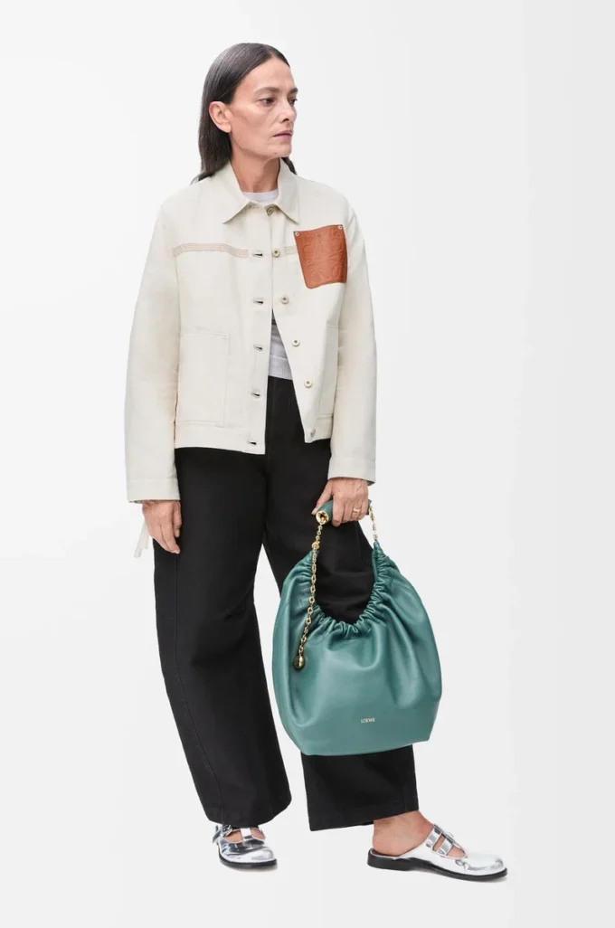 Arbeitsjacke aus Baumwolle und Leinen Ecru