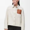 Arbeitsjacke aus Baumwolle und Leinen Ecru