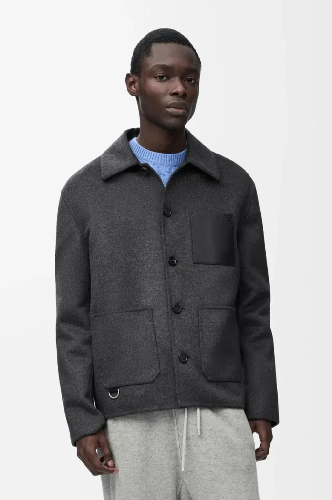 Arbeitsjacke aus Wolle und Kaschmir Charcoal Melange