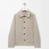 Arbeitsjacke aus Wolle und Kaschmir Hellbeige Melange