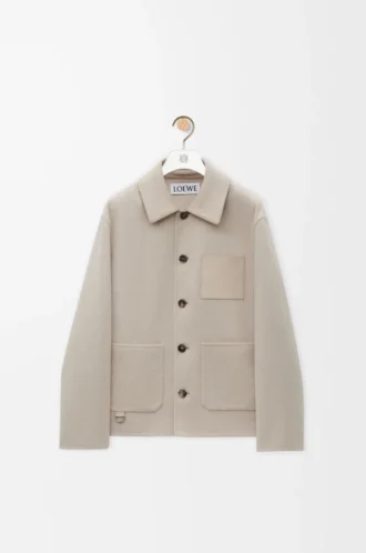Arbeitsjacke aus Wolle und Kaschmir Hellbeige Melange