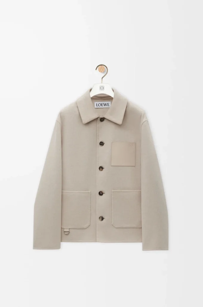 Arbeitsjacke aus Wolle und Kaschmir Hellbeige Melange