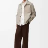 Arbeitsjacke aus Wolle und Kaschmir Hellbeige Melange