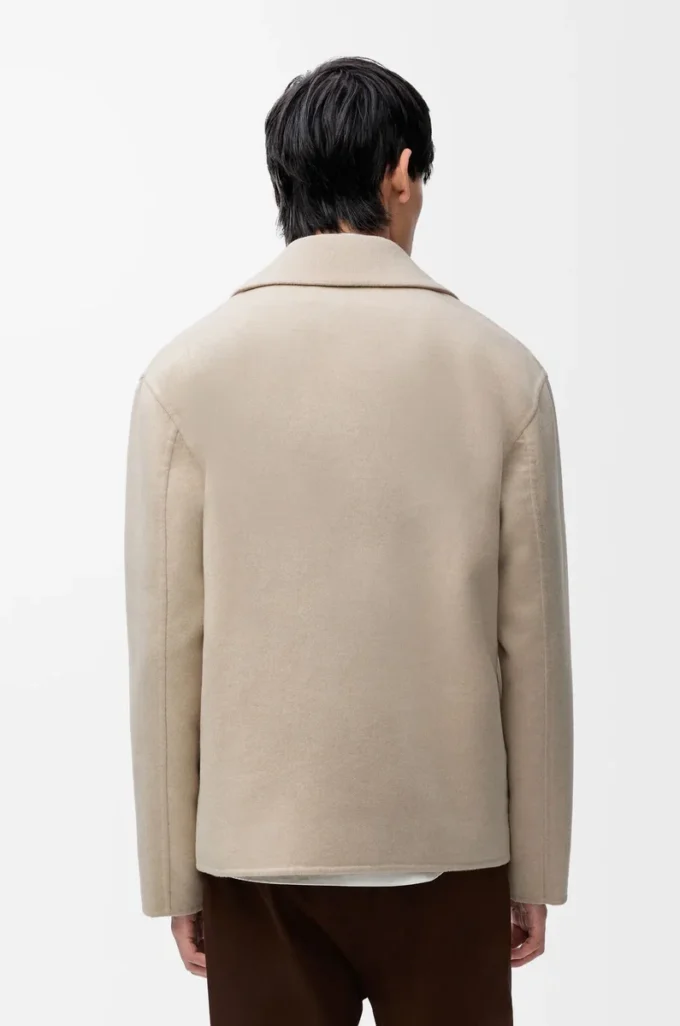 Arbeitsjacke aus Wolle und Kaschmir Hellbeige Melange