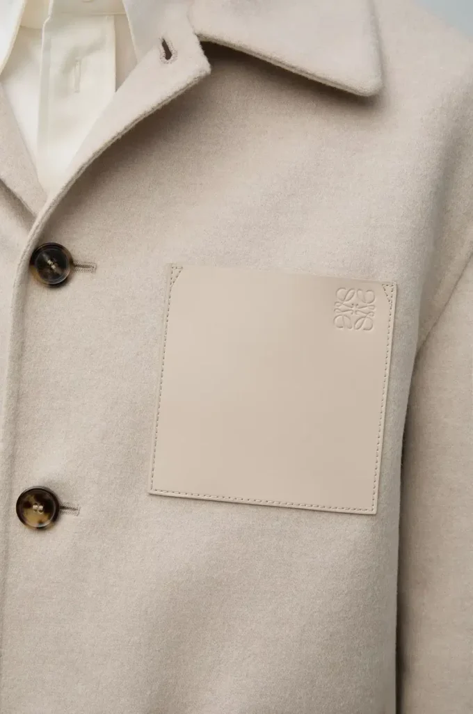 Arbeitsjacke aus Wolle und Kaschmir Hellbeige Melange