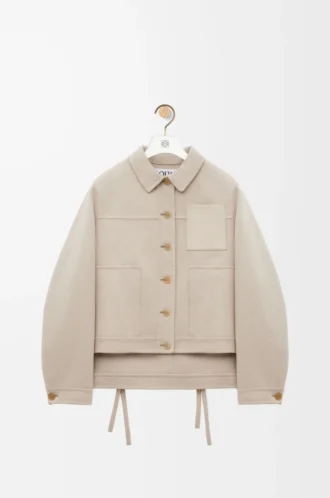 Arbeitsjacke aus Wolle und Kaschmir Hellbeige meliert