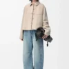 Arbeitsjacke aus Wolle und Kaschmir Hellbeige meliert