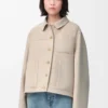 Arbeitsjacke aus Wolle und Kaschmir Hellbeige meliert
