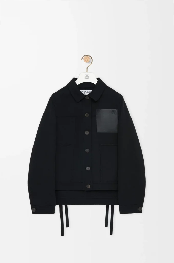 Arbeitsjacke aus Wolle und Kaschmir Schwarz