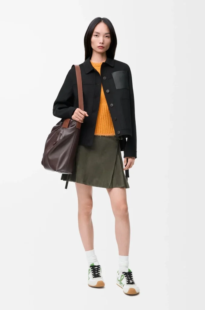 Arbeitsjacke aus Wolle und Kaschmir Schwarz
