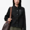 Arbeitsjacke aus Wolle und Kaschmir Schwarz