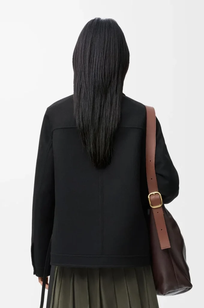 Arbeitsjacke aus Wolle und Kaschmir Schwarz
