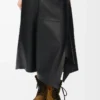 Asymmetrischer Rock aus Satin-Nappa-Lammleder Schwarz