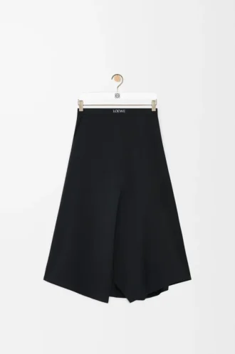 Asymmetrischer Rock aus Wolle Schwarz