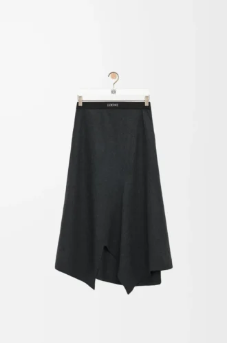 Asymmetrischer Rock aus Wolle und Kaschmir Charcoal Melange