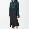 Asymmetrischer Rock aus Wolle und Kaschmir Charcoal Melange