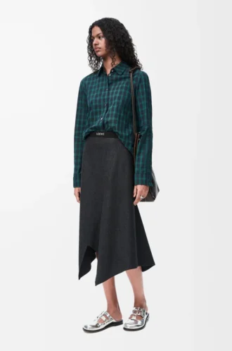 Asymmetrischer Rock aus Wolle und Kaschmir Charcoal Melange