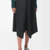 Asymmetrischer Rock aus Wolle und Kaschmir Charcoal Melange