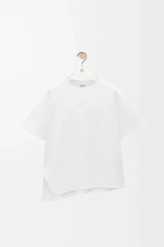 Asymmetrisches T-Shirt aus Baumwollmischung in Weiß