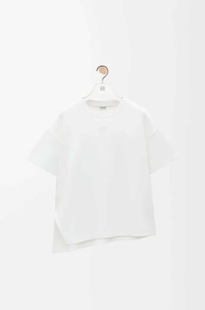 Asymmetrisches T-Shirt aus Baumwollmischung in Weiß