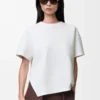 Asymmetrisches T-Shirt aus Baumwollmischung in Weiß