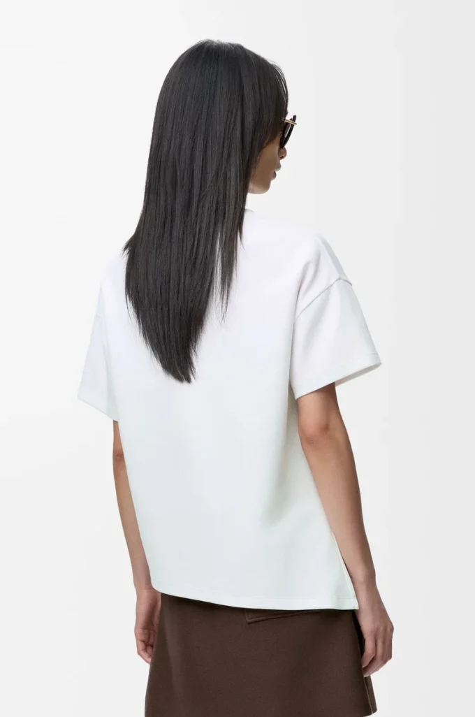 Asymmetrisches T-Shirt aus Baumwollmischung in Weiß