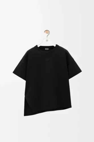 Asymmetrisches T-Shirt aus Baumwollmischung Schwarz