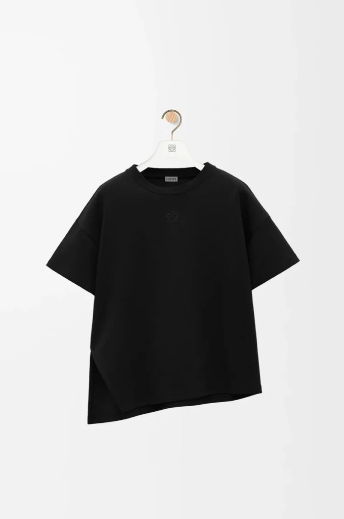 Asymmetrisches T-Shirt aus Baumwollmischung Schwarz