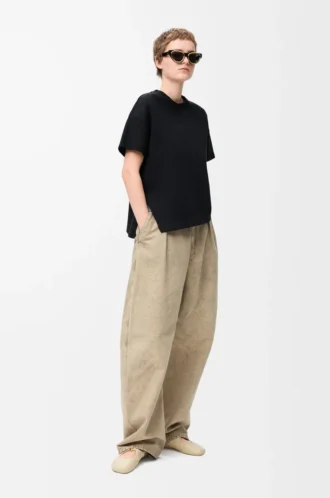 Asymmetrisches T-Shirt aus Baumwollmischung Schwarz