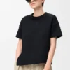 Asymmetrisches T-Shirt aus Baumwollmischung Schwarz