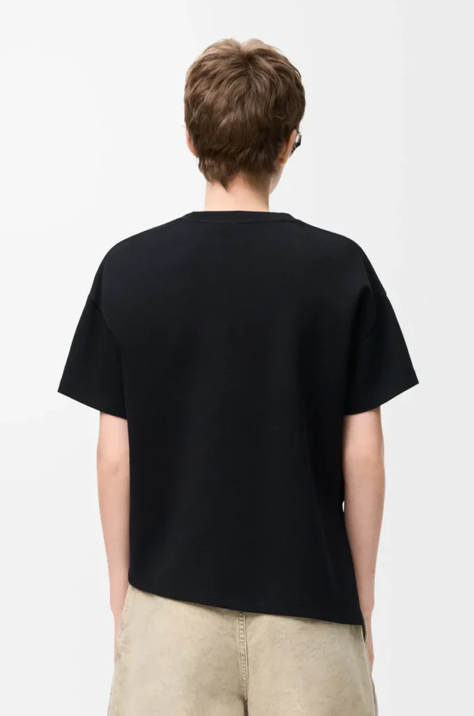 Asymmetrisches T-Shirt aus Baumwollmischung Schwarz