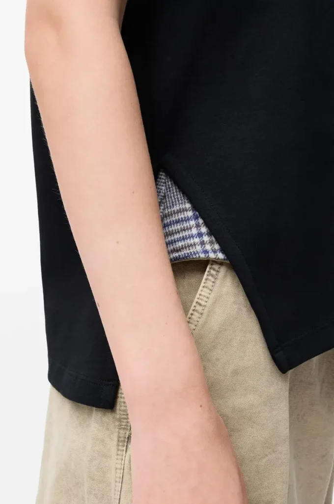 Asymmetrisches T-Shirt aus Baumwollmischung Schwarz