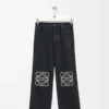 Baggy-Jeans mit Anagramm-Motiv aus Denim Schwarz