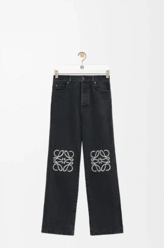 Baggy-Jeans mit Anagramm-Motiv aus Denim Schwarz