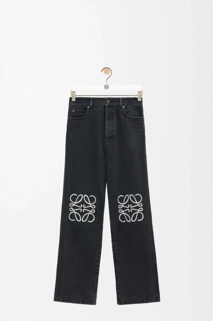 Baggy-Jeans mit Anagramm-Motiv aus Denim Schwarz