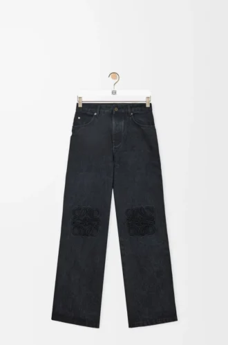 Baggy-Jeans mit Anagramm-Motiv aus Denim Schwarz