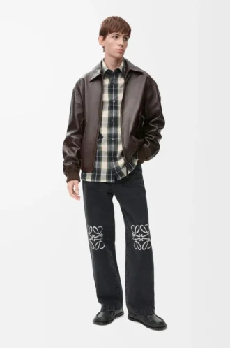 Baggy-Jeans mit Anagramm-Motiv aus Denim Schwarz