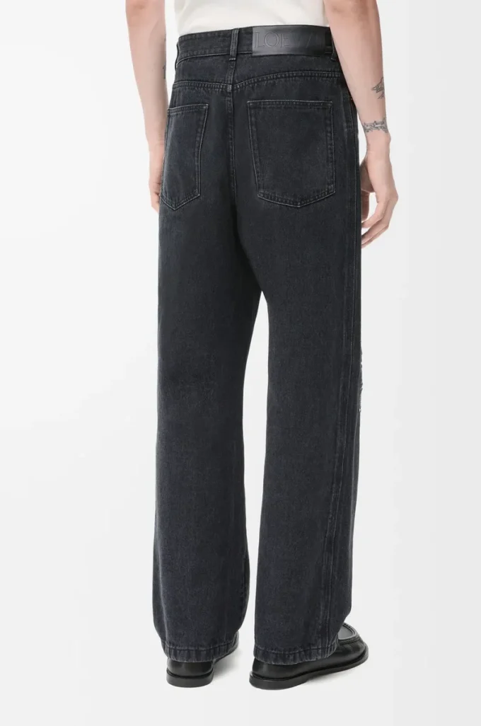 Baggy-Jeans mit Anagramm-Motiv aus Denim Schwarz