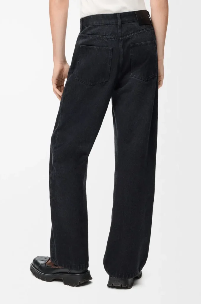Baggy-Jeans mit Anagramm-Motiv aus Denim Schwarz