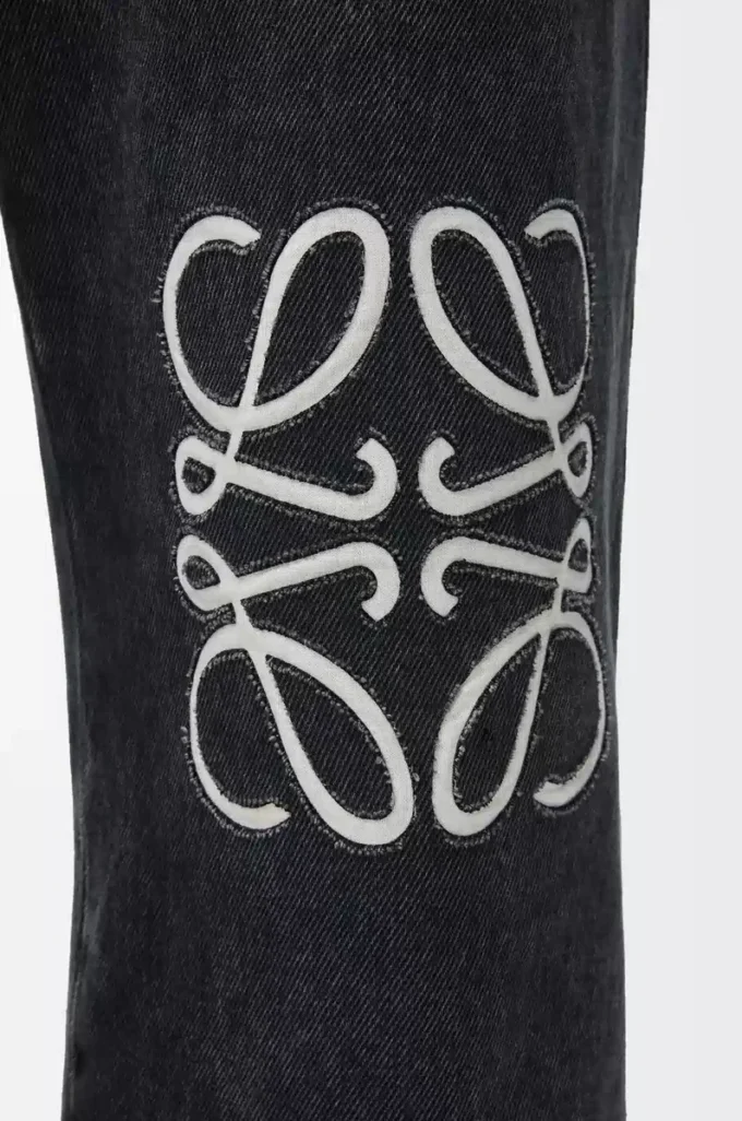 Baggy-Jeans mit Anagramm-Motiv aus Denim Schwarz