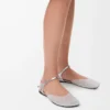 Ballerinas mit Knöchelriemen aus verziertem Mesh, transparent