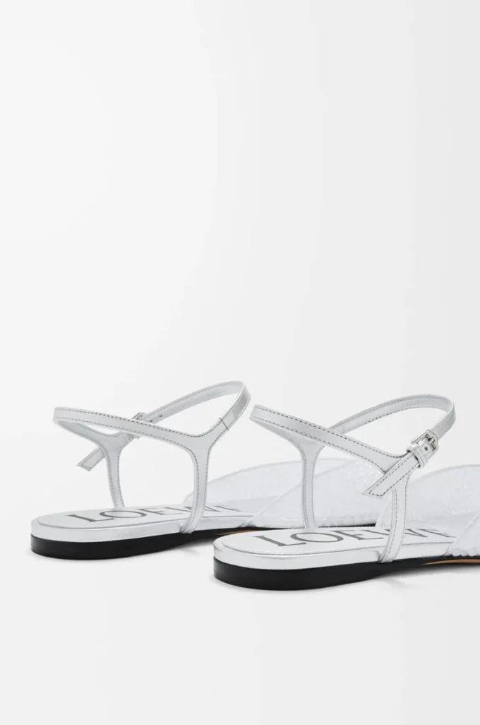 Ballerinas mit Knöchelriemen aus verziertem Mesh, transparent
